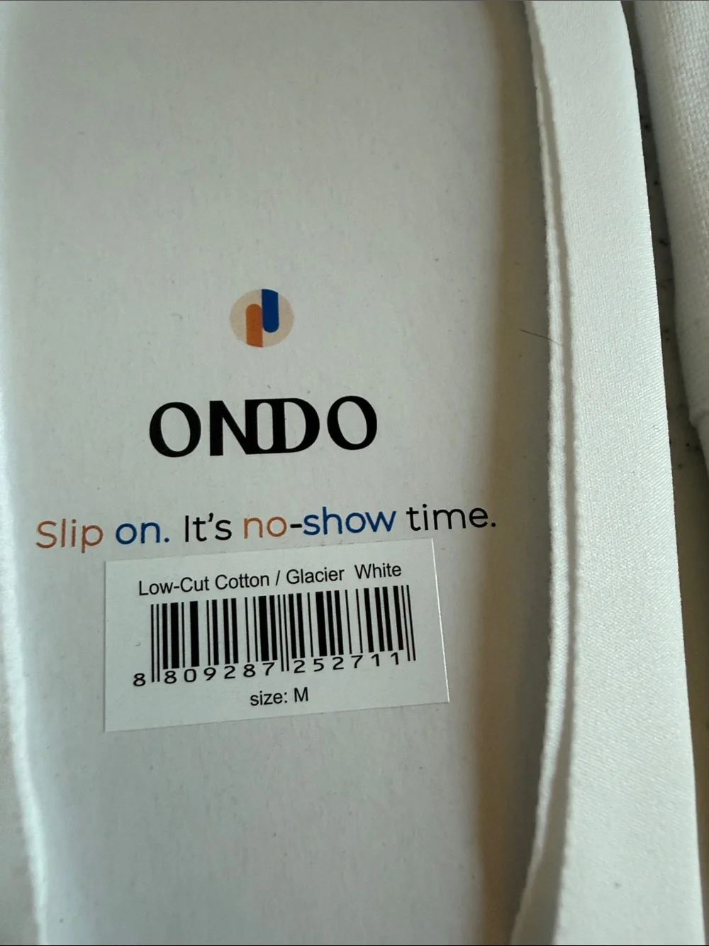 ONDO Cotton Socks in White Crew / no show no Slip Style Size Medium/ Large NWT